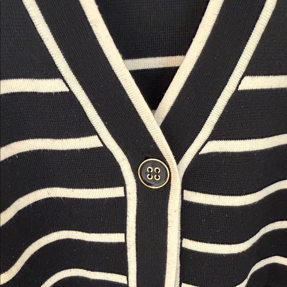 Tucker buck oversized Striped Black and White Women's Cardigan Sweater - M - Picture 3 of 6